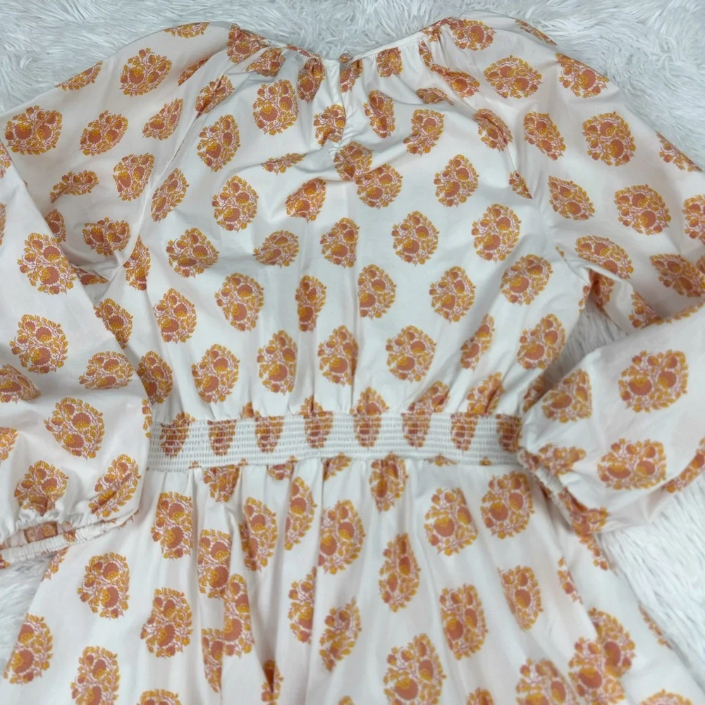 J‎ Crew Smocked-waist mini dress in gathered floral block print 3/4 sleeve